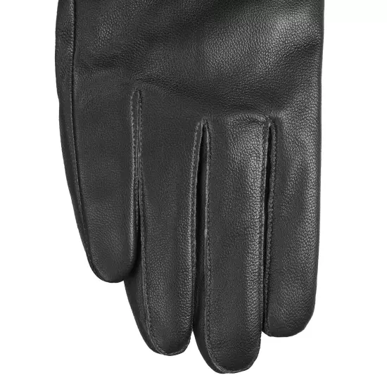 Women Genuine Lambskin Leather Gloves With Real Fox Fur Trim Cuff Winter Warm