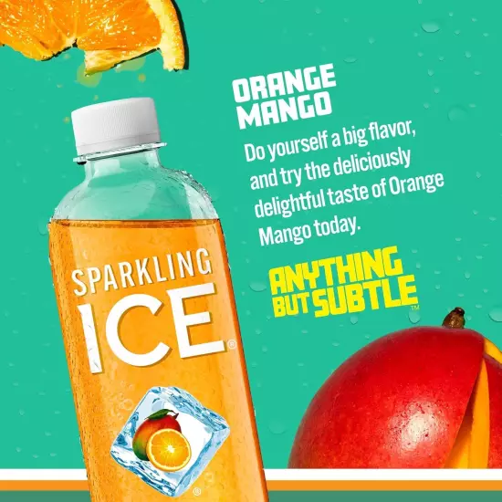 Sparkling Ice, Orange Mango Sparkling Water, Zero Sugar Flavored Water, with Vit