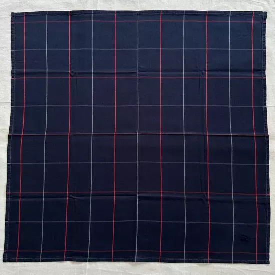 Vintage Handkerchief Tartan Check Navy Men's Cotton Classic Pocket Square 19"