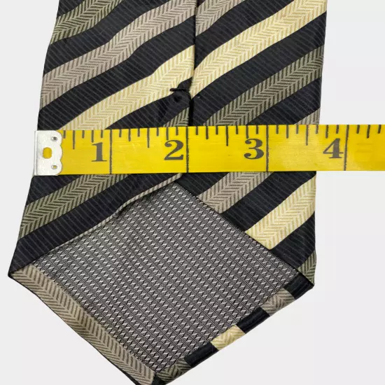 Kilburne & Finch Yellow Green Striped Repp Regimental Necktie Silk Tie 3.8 x 60