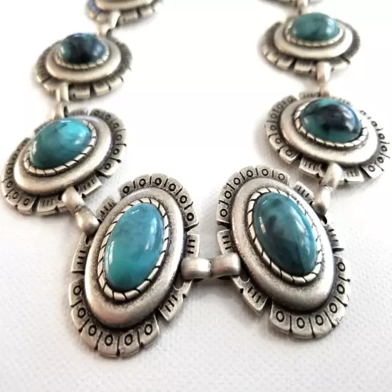 Women's Navajo Style Antique Silver & Turquoise Concho Belt S/M/L- MADE IN ITALY