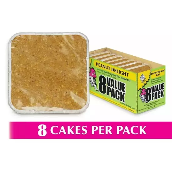 C&S Peanut Delight Value Pack, 8 Suet Cakes, Fresh Wild Bird Food,