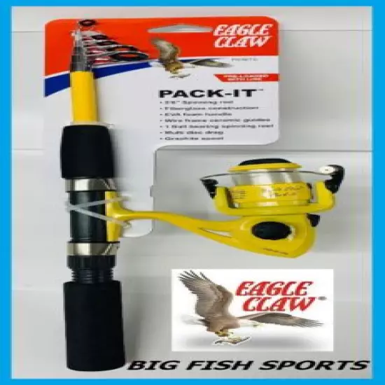 EAGLE CLAW Pack-It Telescopic Spinning Rod/ Reel Combo 5'6" #PK56TS