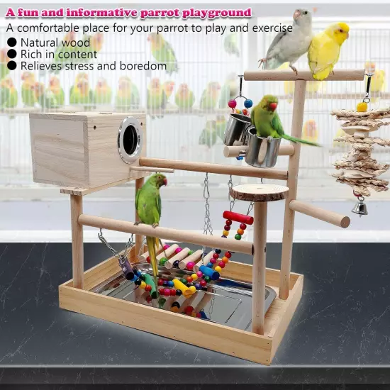 Parrots Playstand Birds Perch Stand Play Gym Cockatiel Playpen with Chewing