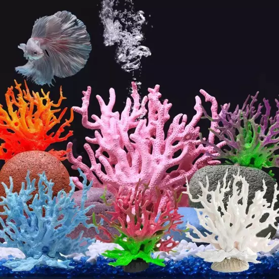 Artificial Coral Ornament Resin Fish Tank Plant Aquarium Landscape S4H8