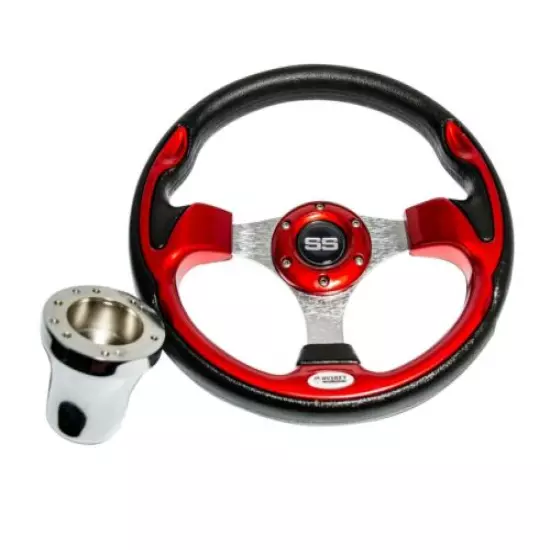 Yamaha Ultra Golf Cart Red Steering Wheel W/ Hub Adapter 