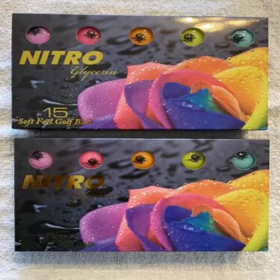 Nitro Glycerin Golf Balls 2 15-Pack Multi Color Soft Feel Neon Color 30 Balls