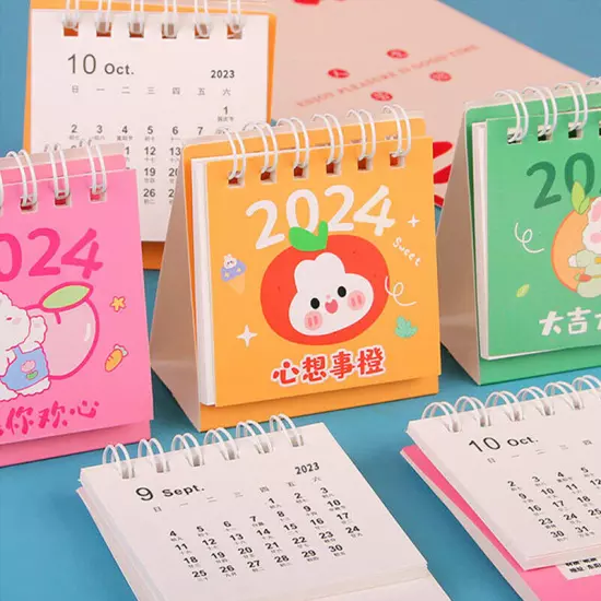 2024 Calendar Delicate Cute Refreshing Mini Desktop Notepad Coil Calendar BoJO