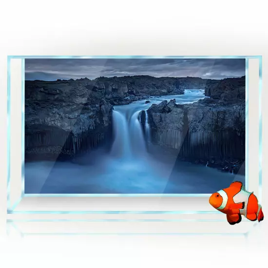 Aquarium Background Sticker, Canyon Waterfalls Fish Tank Decorations Poster