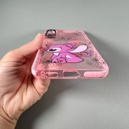 Disney ANGEL Case for Galaxy S22 PLUS | Love Angel- Stitch GF | Translucent Pink