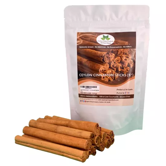 Ceylon Cinnamon Sticks 5", Premium Grade True Cinnamon from Sri Lanka