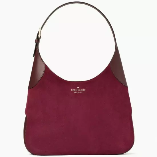 Kate Spade Aster Purple Suede Burgundy Leather Shoulder Bag WKR00565 NWT $399 FS