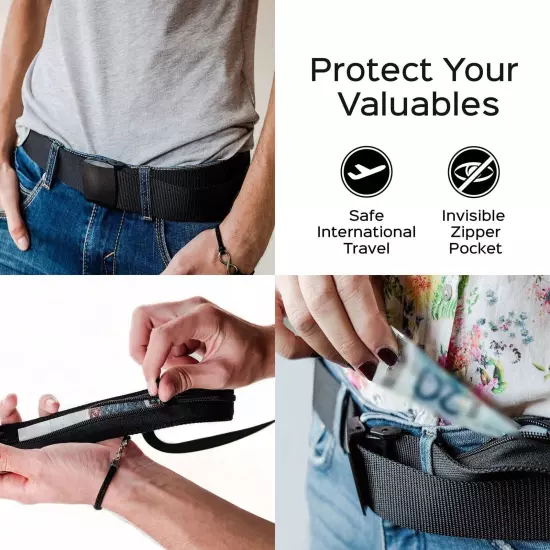 Travel Belt Belt For Men Travel Belt With Pocket Cashsafe Non Metal Buckle Nylon