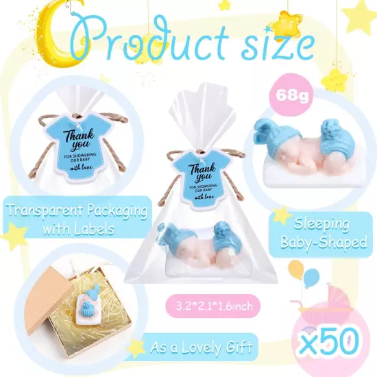 50 Packs Baby Shower Soap Favors Baby Shower Favors Handmade Sleeping Baby Gi...