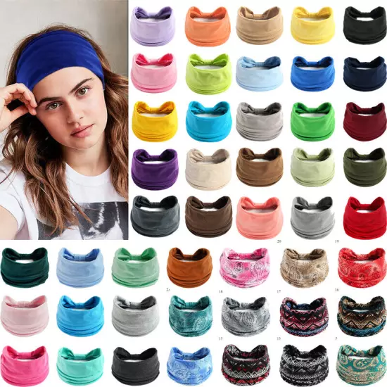 Elastic Stretch Wide Headband Hairband Running Yoga Turban Women Soft Head Wrap