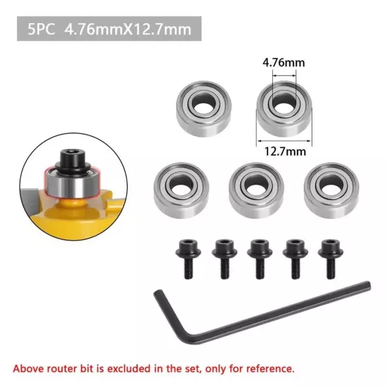 10pc Set Router Bit Top Mounted Ball Bearing Guide For Router Bit Bearing Repair