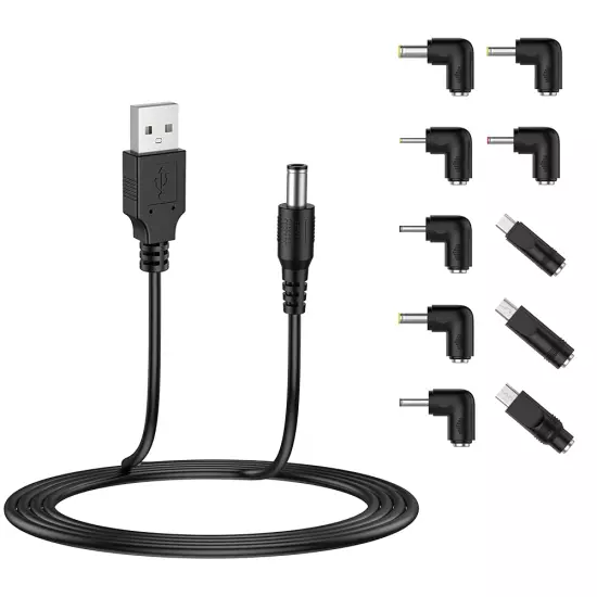 USB to DC 5V Power Cord, Universal DC 5.5X2.1Mm Plug Jack Charging Cabl