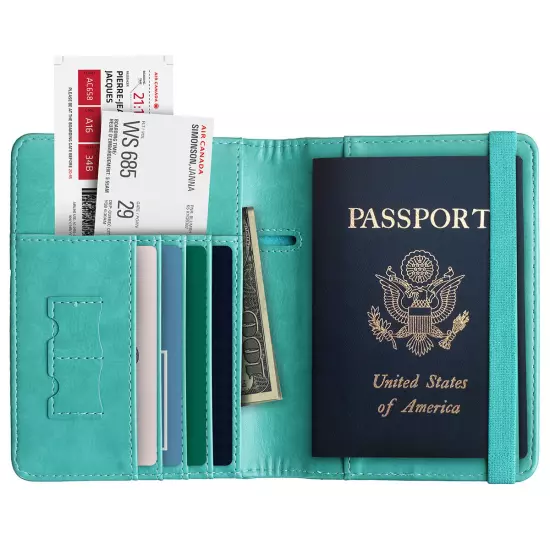 Slim Leather Travel Passport Wallet Holder RFID Blocking ID Card Case Cover US