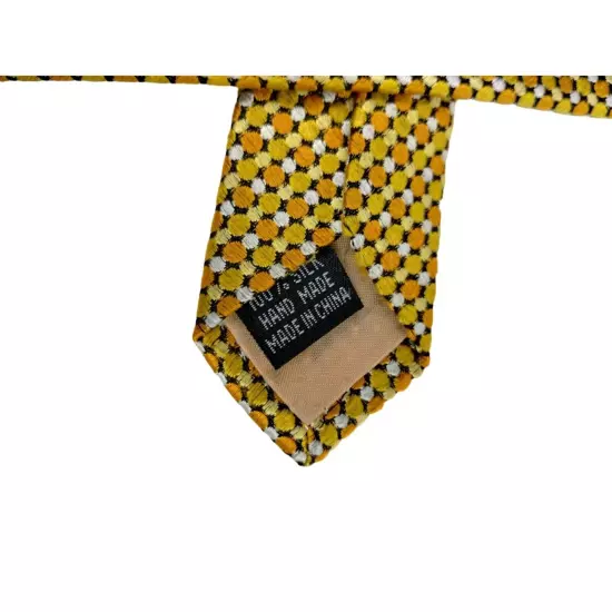 Fabio Fazio Mens Silk Yellow and Black Hexagon Pattern Tie