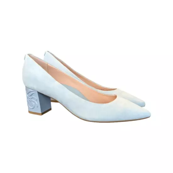 Taryn Rose Marigold Pump Slip On Heels Light Blue Suede Leather Pointed Toe Shoe