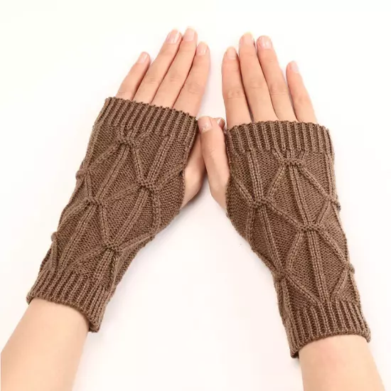 1Pair Fingerless Arm Warm Winter Knitted Gloves Hand Long Warmer Mittens Unisex