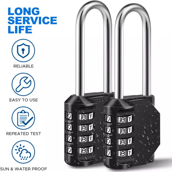 Combination Lock, 4 Digit Combination Padlock for School Gym Sports Locker, Fenc