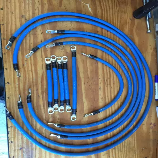 EZGO TXT PDS 36V 2 Gauge Welding Wire Blue Battery Cable HD Tinned Copper Lugs