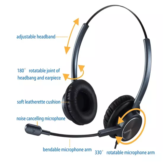 USB Headset, PC Headset with Microphone for Work, Computer Headset with Mic Mute