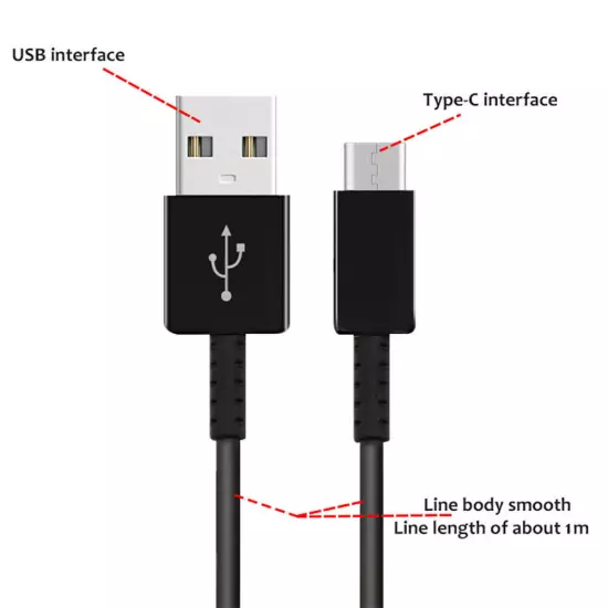 Genuine Samsung Fast Charger AC Wall Adapter USB C Type-C Cable S8/S9/S10/Note 8