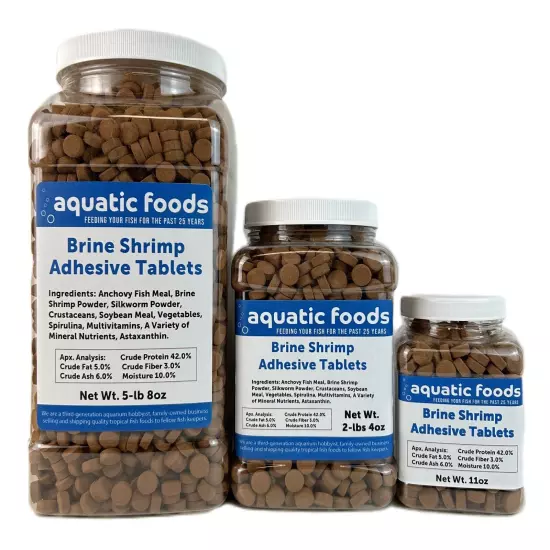 Brine Shrimp Adhesive Tablets for Oscars, Catfish, Cichlids, & All Fish. WL-JAR