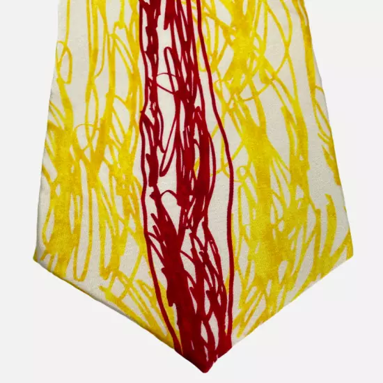 Expressions Yellow Red Abstract Modern Art Print Silk Tie Men's 3.8" x 58"