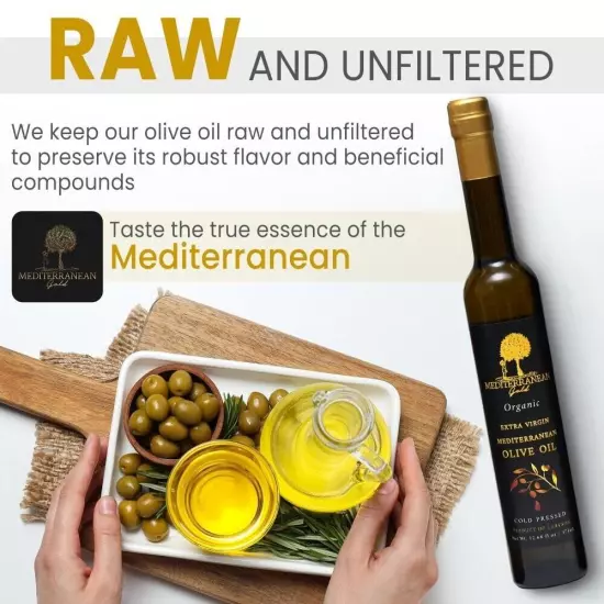 Organic Olive Oil Extra Virgin - First 100% Nature-Made Cold Pressed, Unfiltered