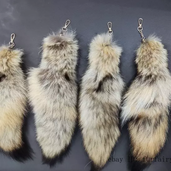 16"-18" Real Fox Fur Tail Keychain Bag Charm Purse Pendant Costume Cosplay Toys