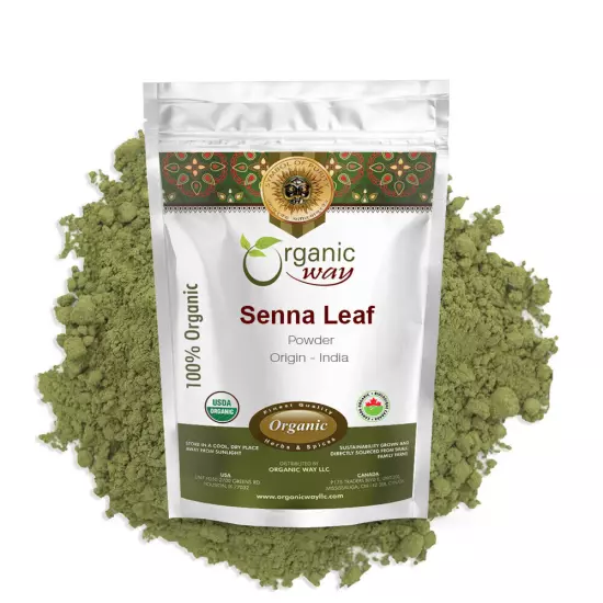 Organic Way Senna Leaf Powder - Organic, Kosher & USDA Certified