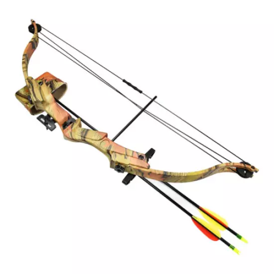 20 lb Camouflage Camo Archery Hunting Compound Bow +Quiver Crossbow 25 55