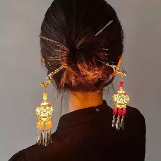 Chinese Style Luminous Antique Hairpin Hair Ornaments Lantern Tassel Hairpin ρ