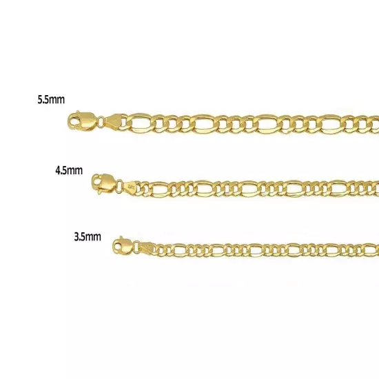 BRAND NEW 10k Yellow 3.5mm-5.5mm Gold Figaro Link Chain Necklace Bracelet Hollow