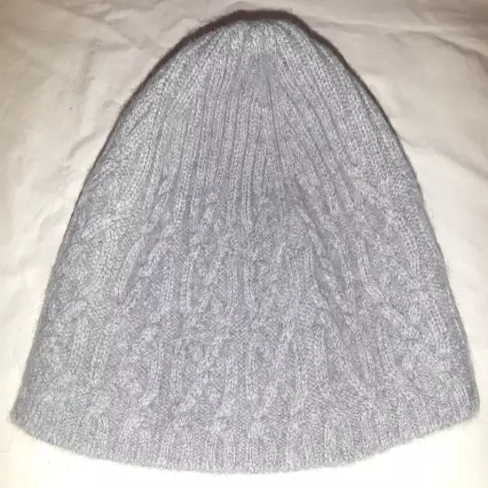 Aspen gray cable-knit 70% merino wool, 30% cashmere beanie womens one-size