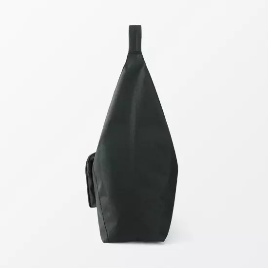 MUJI Water Repellent One Shoulder Bag Black with Exterior Pocket From Japan New