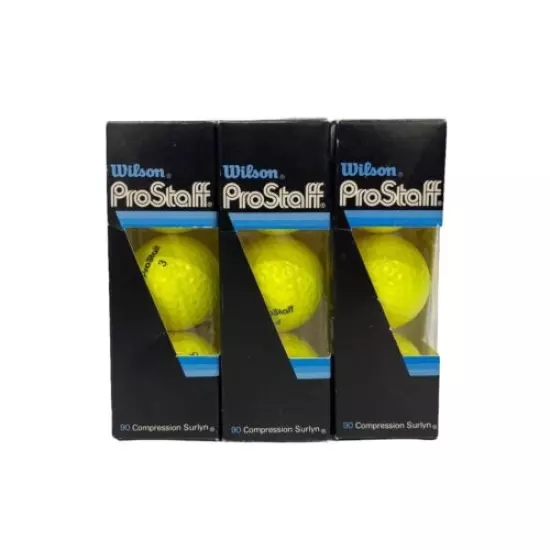 Lot Of 3 Vtg Wilson 3-pack Pro Staff Golf Balls 90 Compression Optic Yellow NEW