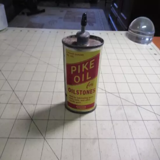 Vintage Pike Oil Lead Top Can for Oilstones Norton Abrasives