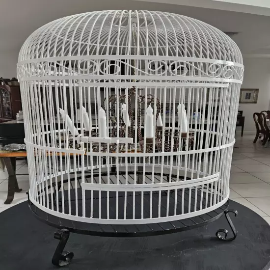 White and black bird cage