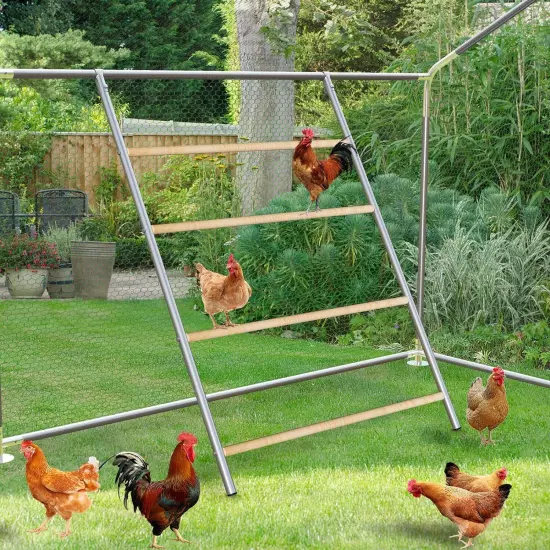 Chicken Roosting Ladder for Chicken Coop Galvanized and Log Stand Chicken Perch