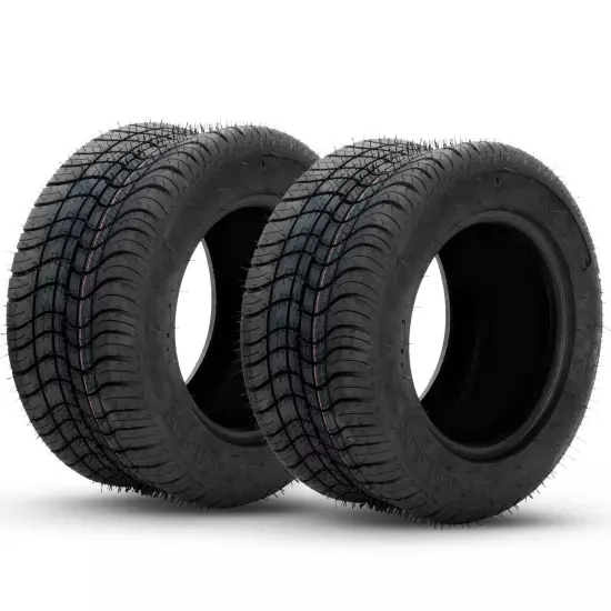 Set of 2 205/50-10 Dot Golf Cart Tires 4 Ply Rated LRB Tubeless Black Rubber