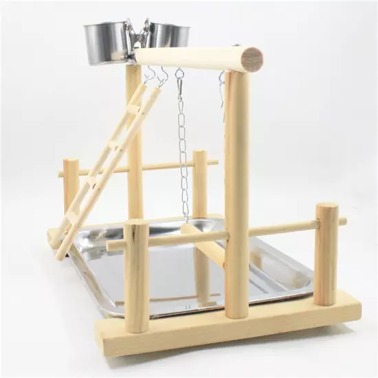 RoseFlower Parrot Playstand Bird Playground Wood Perch Gym Playpen with Feeder C