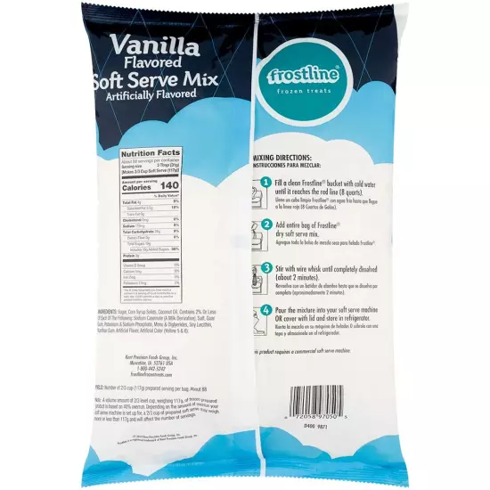 Frostline Vanilla Soft Serve Ice Cream Mix, Lactose & Gluten Free - Just Add 