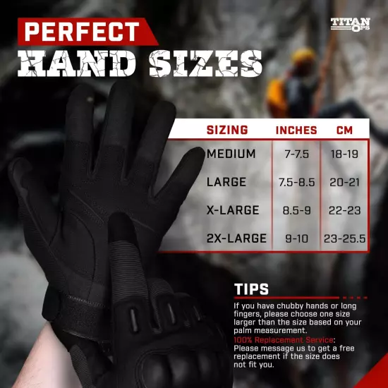 TitanOPS Tactical Gloves for Men - Full Finger Airsoft Gloves with Touch Scre...