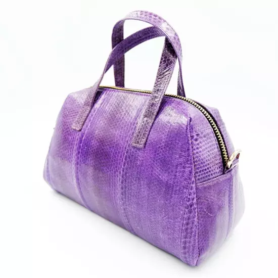 New Purple Genuine Sea Snake Leather Skin Women Shoulder Handbag Purse.