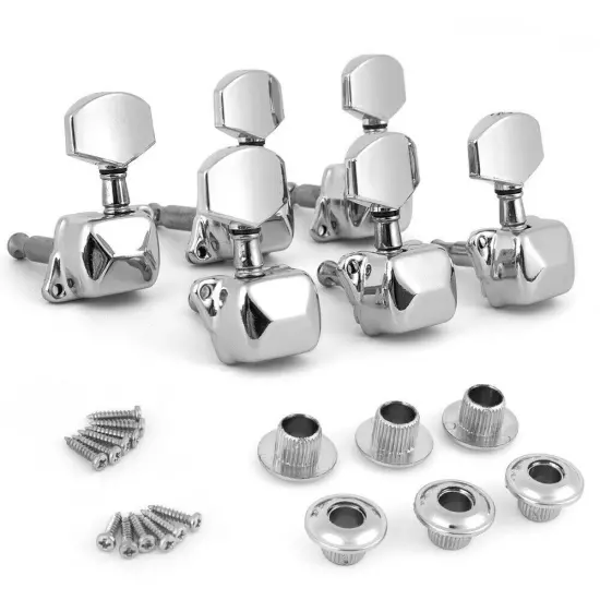 Acoustic Guitar String Tuning Pegs Machine Heads Tuners 3x3 Chrome Semiclosed US