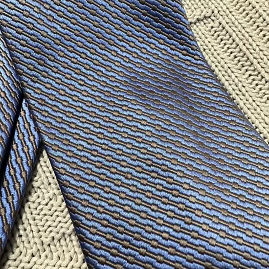 Gene Meyer lilac and bronze striped silk tie